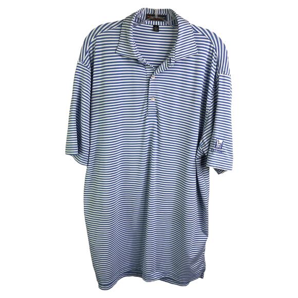 Peter Millar Golf Polo Shirt Mens Sz M Blue White Stripe Summer Comfort Collared - Picture 1 of 6